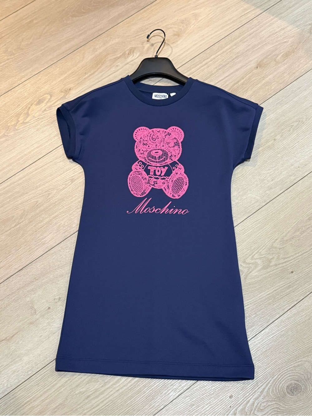 Moschino Purple Tee with Pink Lace Heart Graphic